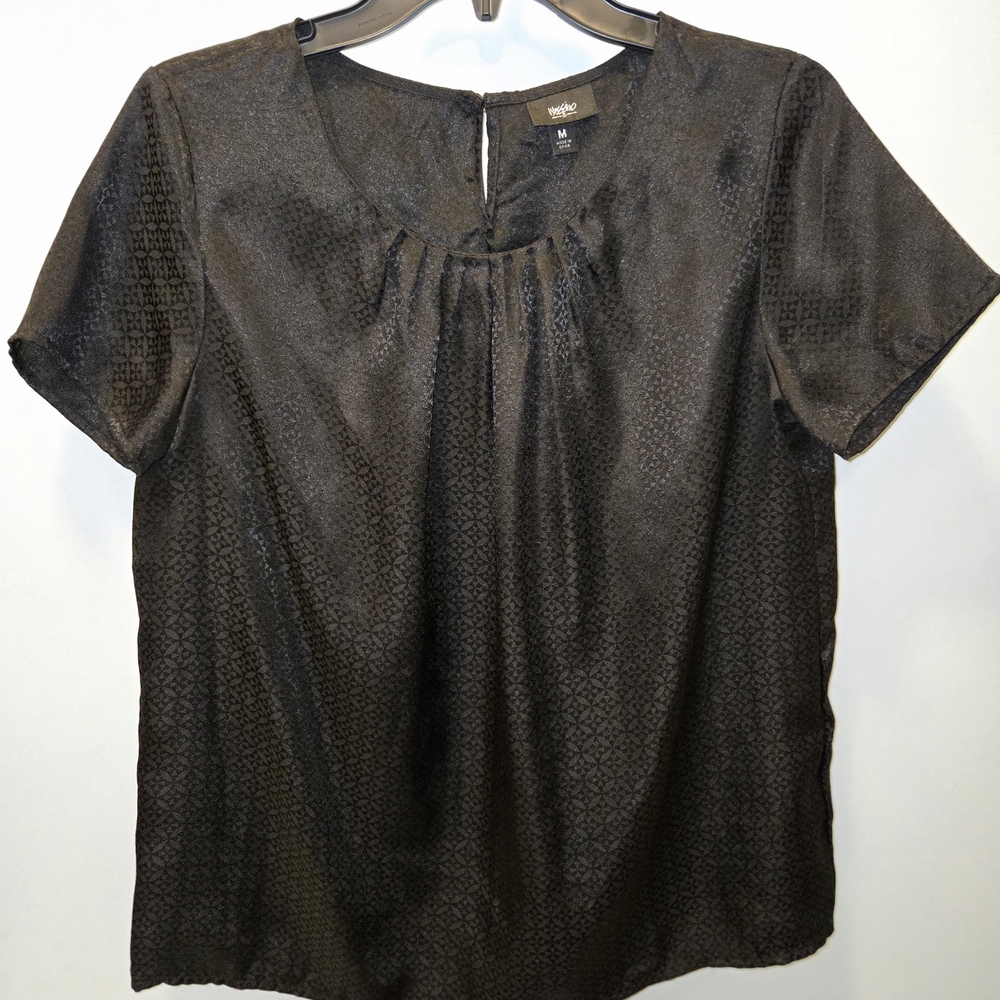 Mossimo Supply Co Black Ruched Short Sleeve Blouse
